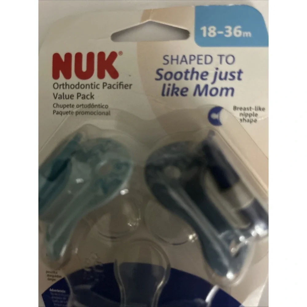NUK Orthodontic Pacifier - Value 3 Pack 18-36M Breast Nipple Shape Glows In Dark